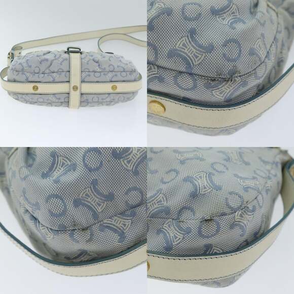 CELINE C Macadam Canvas Shoulder Bag Light Blue - Picture 10 of 13
